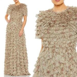 Elegant New Mac Duggal Floral Fringe Dress